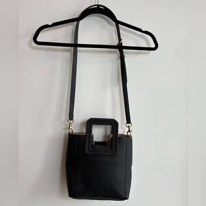 Black Structured Top Handle Mini Bucket Bag | Staud Inspired | Coach Strap